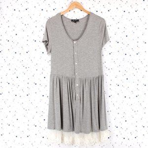 POL Short Sleeve Hoodie Top with Lace Detail